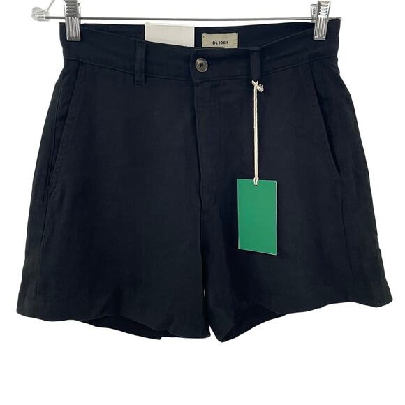NWT DL1961 25 Taylor Short Ultra High Rise 3" Black Linen - Picture 6 of 12